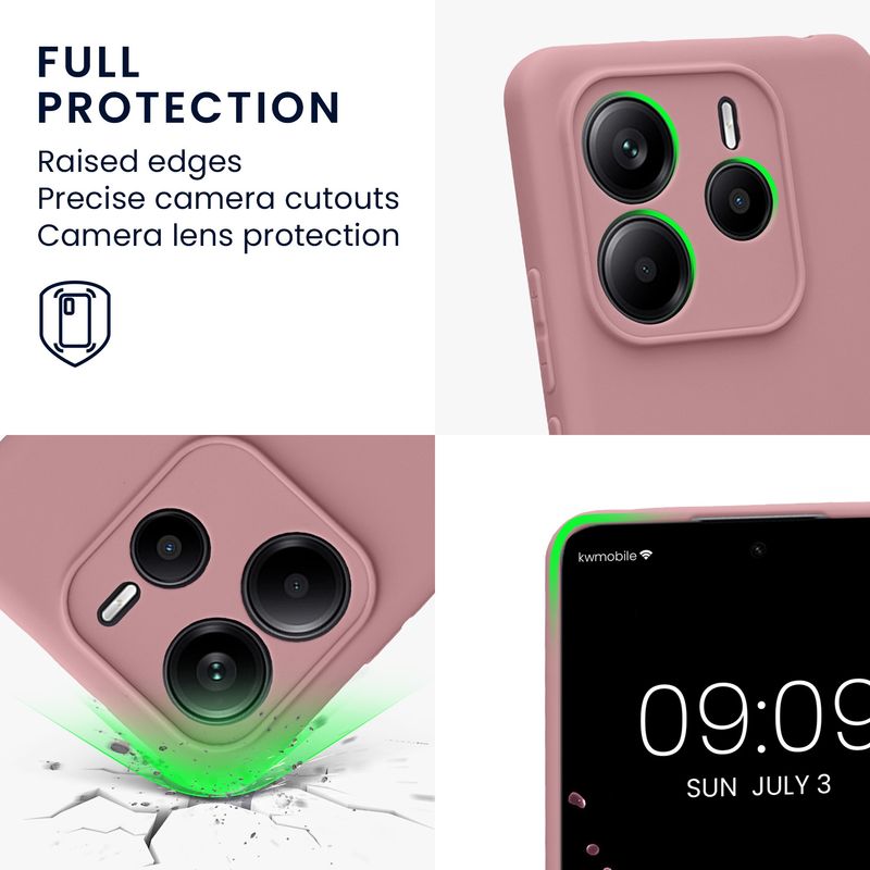 Laptop, Telefoane si Tablete - Telefoane mobile si accesorii - Accesorii Telefoane - Huse telefoane - Husa Kwmobile pentru Xiaomi Redmi Note 14 5G, anti-alunecare, silicon, roz antic - Infinity.ro
