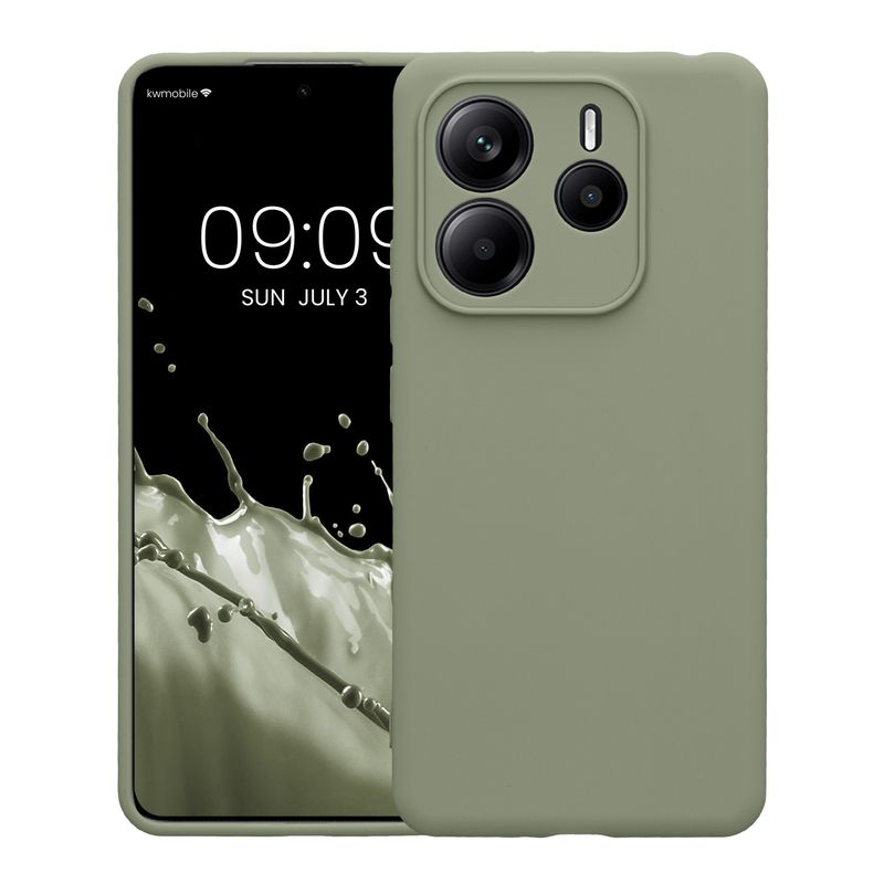 Laptop, Telefoane si Tablete - Telefoane mobile si accesorii - Accesorii Telefoane - Huse telefoane - Husa Kwmobile pentru Xiaomi Redmi Note 14 5G, anti-alunecare, silicon, verde, gri - Infinity.ro
