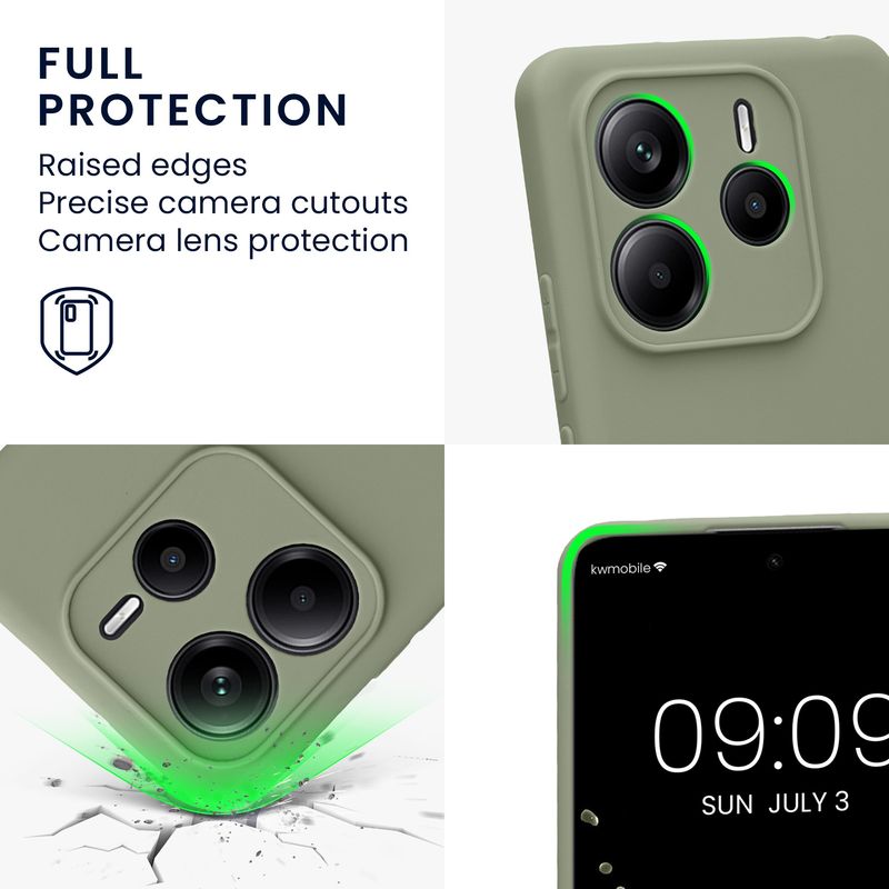 Laptop, Telefoane si Tablete - Telefoane mobile si accesorii - Accesorii Telefoane - Huse telefoane - Husa Kwmobile pentru Xiaomi Redmi Note 14 5G, anti-alunecare, silicon, verde, gri - Infinity.ro
