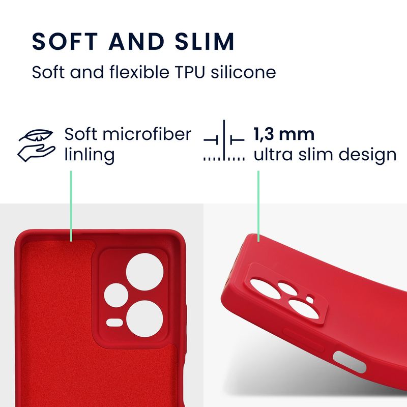 Laptop, Telefoane si Tablete - Telefoane mobile si accesorii - Accesorii Telefoane - Huse telefoane - Husa Kwmobile pentru Xiaomi Redmi Note 12 Pro Plus 5G/Note 12 Pro Plus 5G, anti-alunecare, silicon, rosu - Infinity.ro