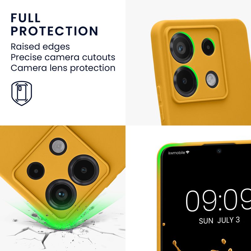Laptop, Telefoane si Tablete - Telefoane mobile si accesorii - Accesorii Telefoane - Huse telefoane - Husa Kwmobile pentru Xiaomi Redmi Note 13 Pro 5G/Poco X6 5G, anti-alunecare, silicon, galben - Infinity.ro
