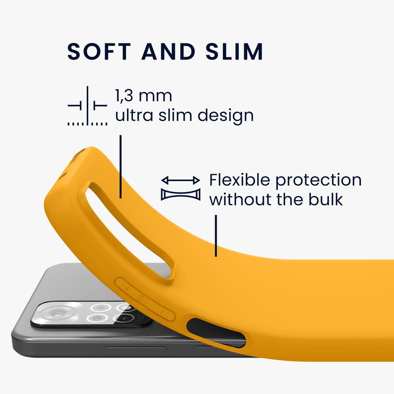 Laptop, Telefoane si Tablete - Telefoane mobile si accesorii - Accesorii Telefoane - Huse telefoane - Husa Kwmobile pentru Xiaomi Redmi Note 11/Note 11S, incarcare wireless, anti-alunecare, silicon, galben - Infinity.ro