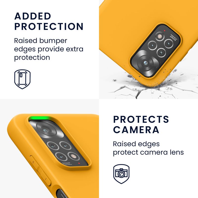 Laptop, Telefoane si Tablete - Telefoane mobile si accesorii - Accesorii Telefoane - Huse telefoane - Husa Kwmobile pentru Xiaomi Redmi Note 11/Note 11S, incarcare wireless, anti-alunecare, silicon, galben - Infinity.ro