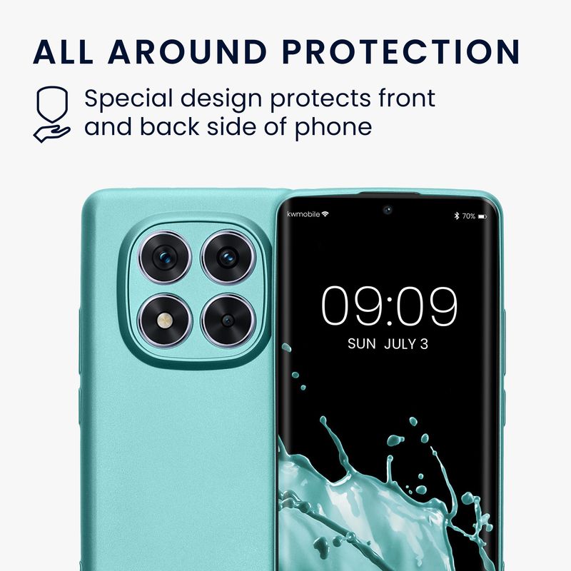 Laptop, Telefoane si Tablete - Telefoane mobile si accesorii - Accesorii Telefoane - Huse telefoane - Husa Kwmobile pentru Xiaomi Redmi Note 14 Pro 5G/Poco X7, anti-alunecare, protectie la zgarieturi, silicon, verde menta - Infinity.ro
