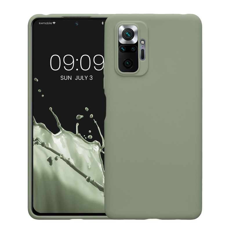 Laptop, Telefoane si Tablete - Telefoane mobile si accesorii - Accesorii Telefoane - Huse telefoane - Husa Kwmobile pentru Xiaomi Redmi Note 10 Pro, incarcare wireless, silicon, verde, gri - Infinity.ro