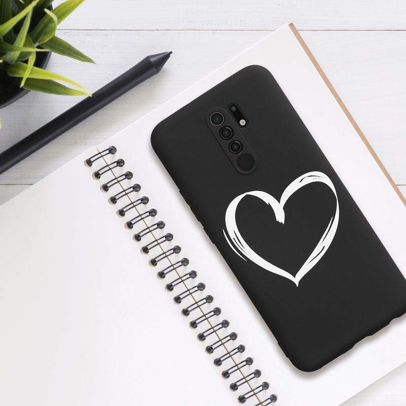 Laptop, Telefoane si Tablete - Telefoane mobile si accesorii - Accesorii Telefoane - Huse telefoane - Husa Kwmobile pentru Xiaomi Redmi 9, anti-alunecare, silicon, alb, negru - Infinity.ro