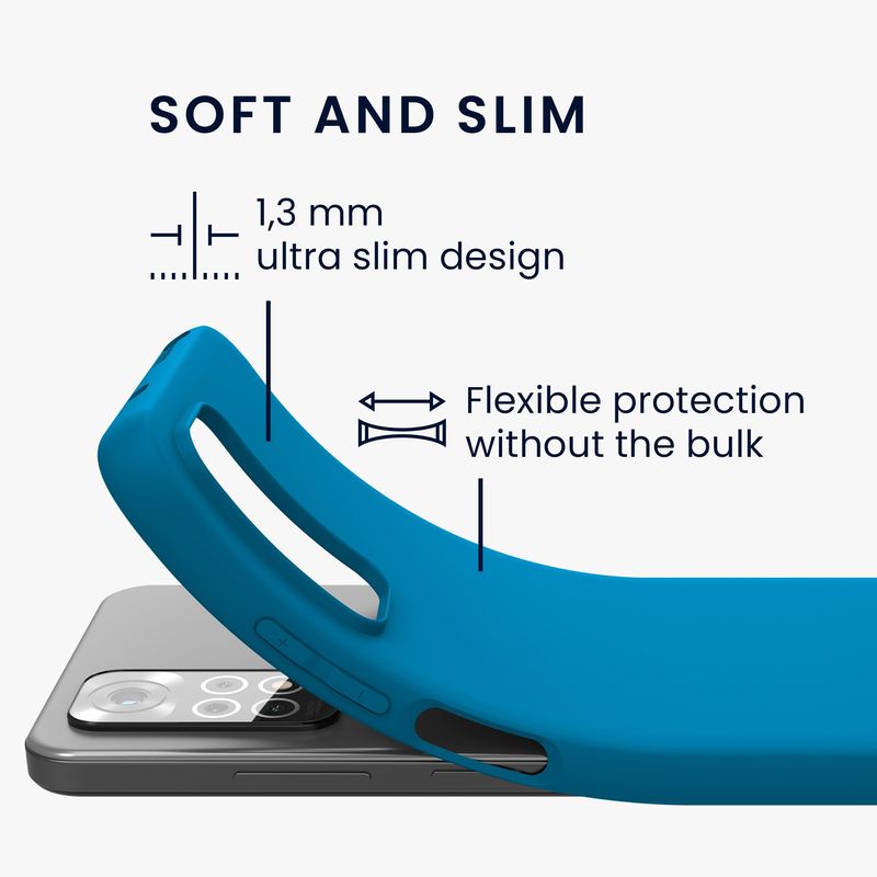 Laptop, Telefoane si Tablete - Telefoane mobile si accesorii - Accesorii Telefoane - Huse telefoane - Husa Kwmobile pentru Xiaomi Redmi Note 11/Note 11S, incarcare wireless, anti-alunecare, silicon, albastru - Infinity.ro