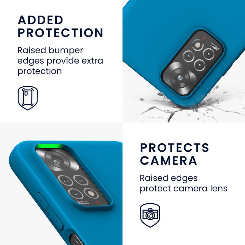 Laptop, Telefoane si Tablete - Telefoane mobile si accesorii - Accesorii Telefoane - Huse telefoane - Husa Kwmobile pentru Xiaomi Redmi Note 11/Note 11S, incarcare wireless, anti-alunecare, silicon, albastru - Infinity.ro