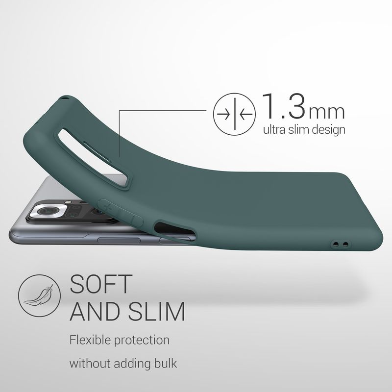 Laptop, Telefoane si Tablete - Telefoane mobile si accesorii - Accesorii Telefoane - Huse telefoane - Husa Kwmobile pentru Xiaomi Redmi Note 10 Pro, incarcare wireless, silicon, albastru verzui - Infinity.ro