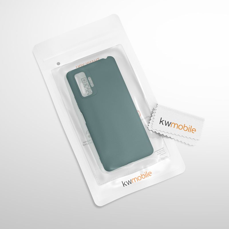 Laptop, Telefoane si Tablete - Telefoane mobile si accesorii - Accesorii Telefoane - Huse telefoane - Husa Kwmobile pentru Xiaomi Redmi Note 10 Pro, incarcare wireless, silicon, albastru verzui - Infinity.ro