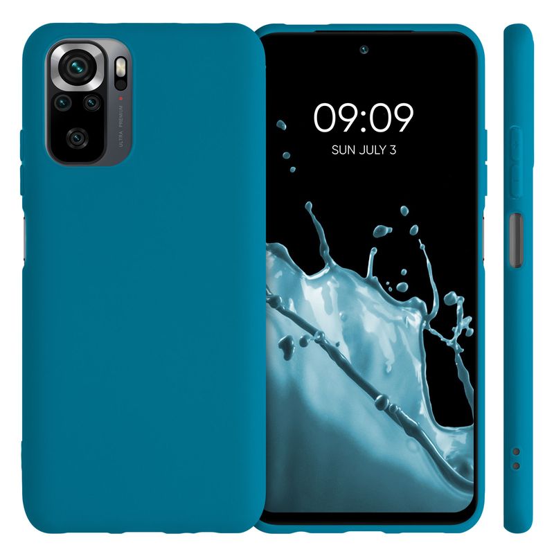 Laptop, Telefoane si Tablete - Telefoane mobile si accesorii - Accesorii Telefoane - Huse telefoane - Husa Kwmobile pentru Xiaomi Redmi Note 10/Note 10S, incarcare wireless, anti-alunecare, silicon, albastru caraibian - Infinity.ro