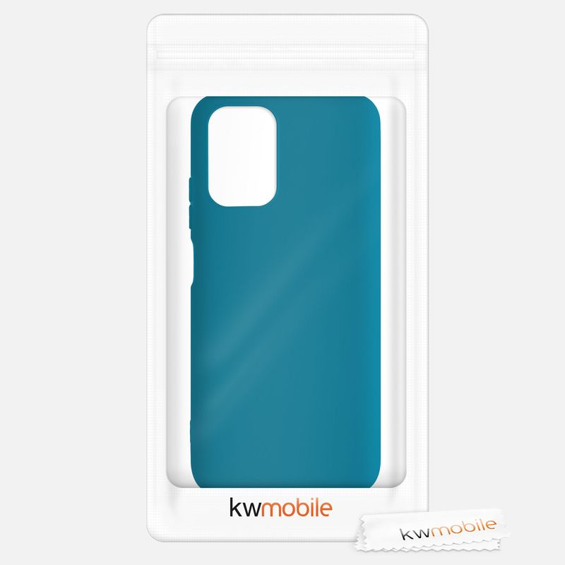 Laptop, Telefoane si Tablete - Telefoane mobile si accesorii - Accesorii Telefoane - Huse telefoane - Husa Kwmobile pentru Xiaomi Redmi Note 10/Note 10S, incarcare wireless, anti-alunecare, silicon, albastru caraibian - Infinity.ro