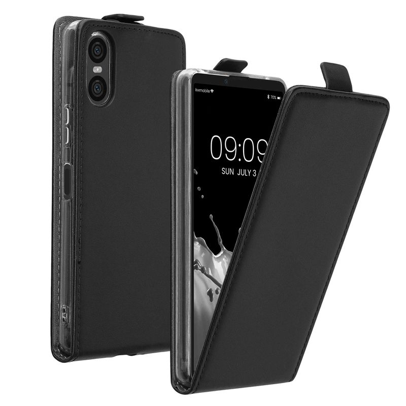 Laptop, Telefoane si Tablete - Telefoane mobile si accesorii - Accesorii Telefoane - Huse telefoane - Husa tip flip Kwmobile pentru Sony Xperia 10 VI, inchidere magnetica, piele ecologica, negru - Infinity.ro