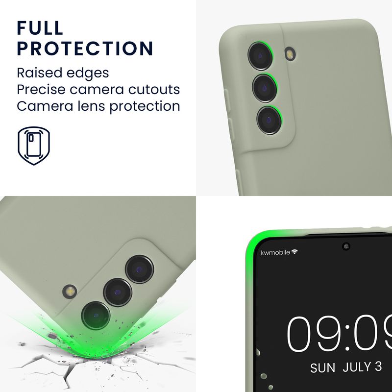 Laptop, Telefoane si Tablete - Telefoane mobile si accesorii - Accesorii Telefoane - Huse telefoane - Husa Kwmobile pentru Samsung Galaxy S21, anti-alunecare, protectie la zgarieturi, silicon, verde - Infinity.ro