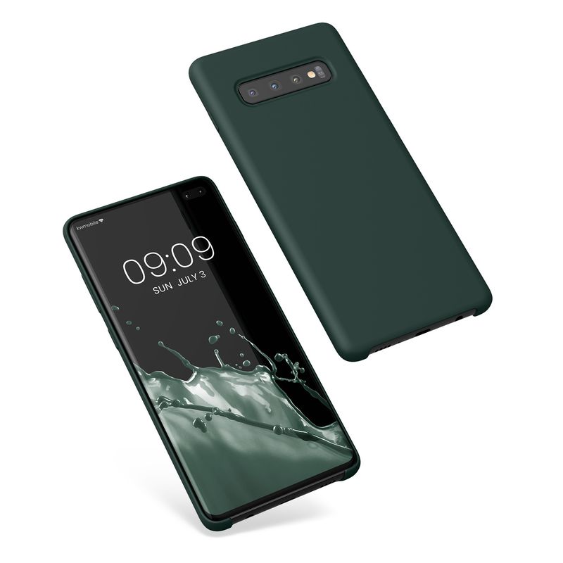 Laptop, Telefoane si Tablete - Telefoane mobile si accesorii - Accesorii Telefoane - Huse telefoane - Husa Kwmobile pentru Samsung Galaxy S10 Plus/S10+, incarcare wireless, silicon, albastru verzui - Infinity.ro