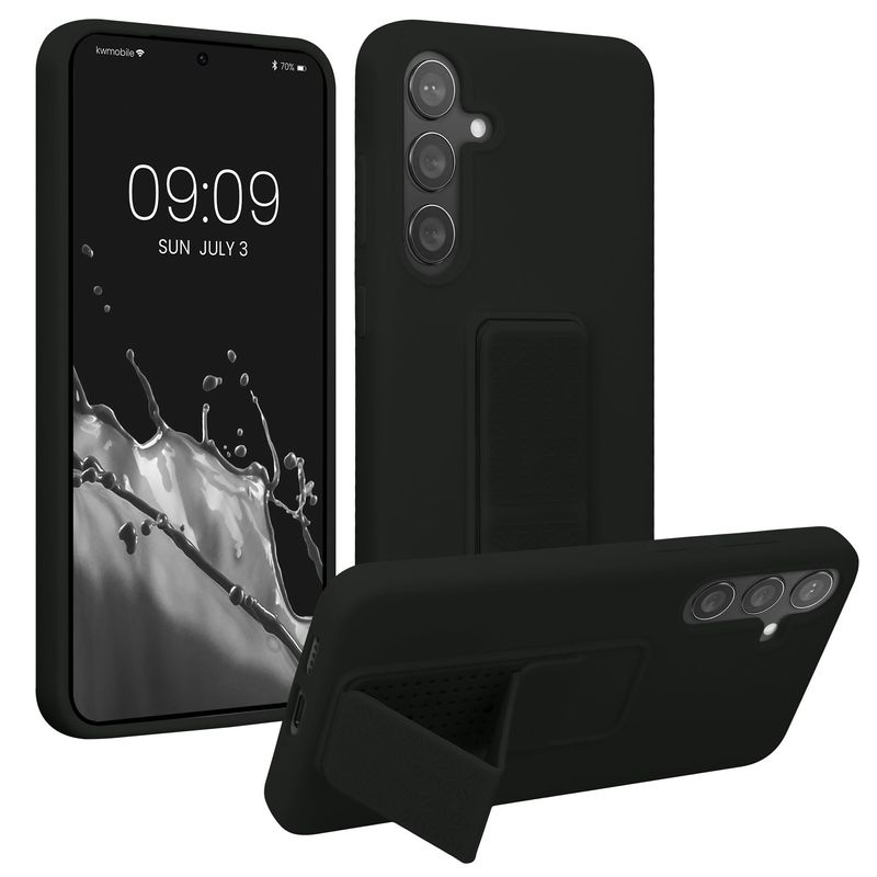 Laptop, Telefoane si Tablete - Telefoane mobile si accesorii - Accesorii Telefoane - Huse telefoane - Husa Kwmobile pentru Samsung Galaxy S24 Plus, functie stand, silicon, negru - Infinity.ro
