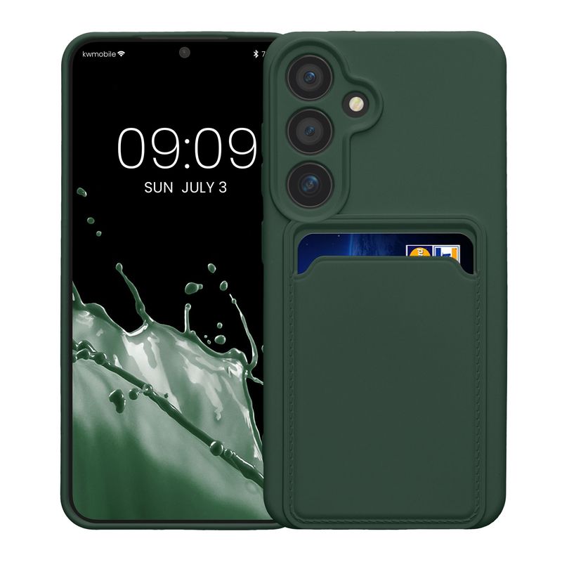 Laptop, Telefoane si Tablete - Telefoane mobile si accesorii - Accesorii Telefoane - Huse telefoane - Husa Kwmobile pentru Samsung Galaxy S24, incarcare wireless, buzunar card, silicon, verde - Infinity.ro