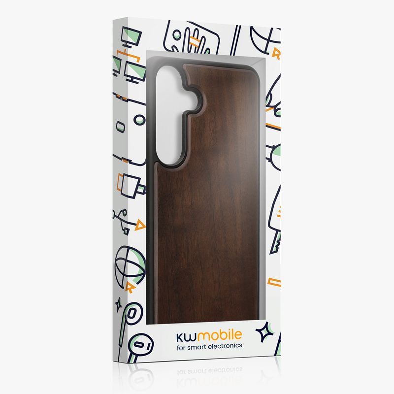 Laptop, Telefoane si Tablete - Telefoane mobile si accesorii - Accesorii Telefoane - Huse telefoane - Husa tip bumper Kwmobile pentru Samsung Galaxy S25 Plus, anti-alunecare, lemn, TPU, maro - Infinity.ro