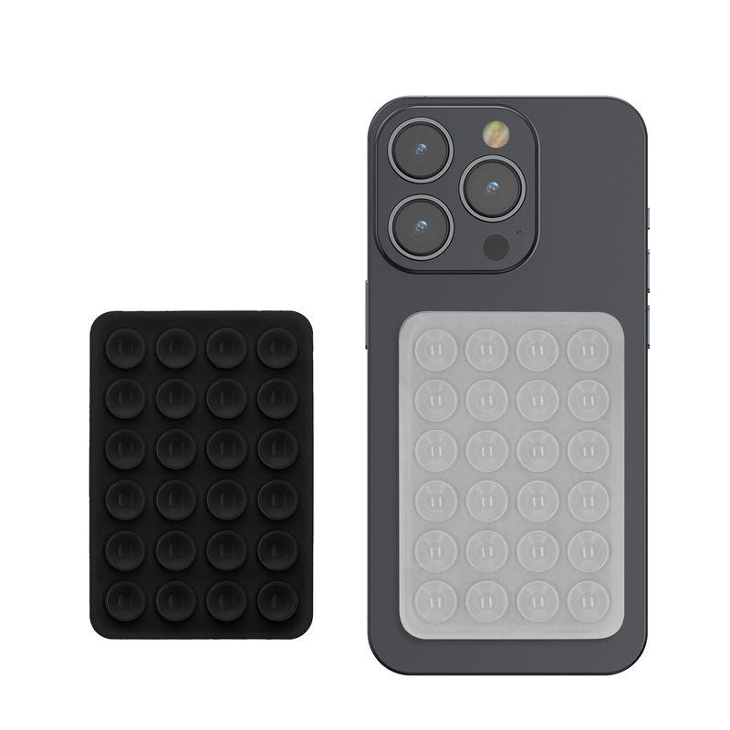 Laptop, Telefoane si Tablete - Telefoane mobile si accesorii - Accesorii Telefoane - Suport si docking telefoane - Set 2 suporturi adezive Kwmobile pentru telefon, functie stand, prindere cu ventuza, silicon, transparent, negru - Infinity.ro