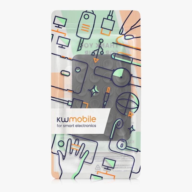 Laptop, Telefoane si Tablete - Telefoane mobile si accesorii - Accesorii Telefoane - Suport si docking telefoane - Set 2 suporturi adezive Kwmobile pentru telefon, functie stand, prindere cu ventuza, silicon, transparent, negru - Infinity.ro