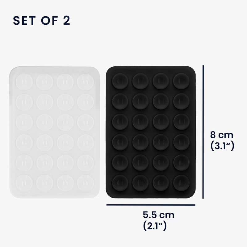 Laptop, Telefoane si Tablete - Telefoane mobile si accesorii - Accesorii Telefoane - Suport si docking telefoane - Set 2 suporturi adezive Kwmobile pentru telefon, functie stand, prindere cu ventuza, silicon, transparent, negru - Infinity.ro