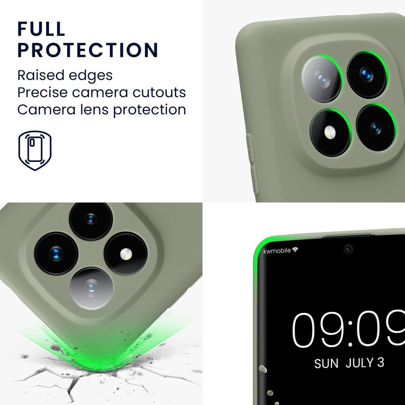 Laptop, Telefoane si Tablete - Telefoane mobile si accesorii - Accesorii Telefoane - Huse telefoane - Husa Kwmobile pentru Xiaomi Redmi Note 14 Pro+ 5G/Redmi Note 14 Pro Plus 5G, anti-alunecare, silicon, verde, gri - Infinity.ro