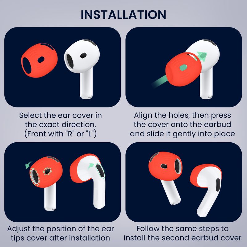 TV, Audio-Video si Foto - Portabile audio - Casti audio - Set 10 dopuri pentru casti Kwmobile pentru Apple AirPods 4, anti-alunecare, Silicon, multicolor - Infinity.ro