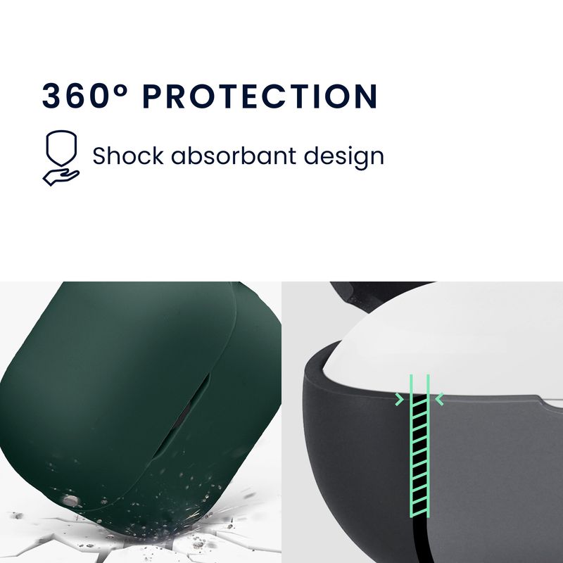 TV, Audio-Video si Foto - Portabile audio - Casti audio - Husa casti Kwmobile pentru Huawei FreeClip 2, protectie la zgarieturi, Silicon, verde inchis - Infinity.ro