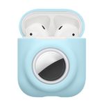 TV, Audio-Video si Foto - Portabile audio - Casti audio - Husa casti Kwmobile pentru Apple AirPods 1, AirPods 2, incarcare wireless, Silicon, albastru deschis - Infinity.ro