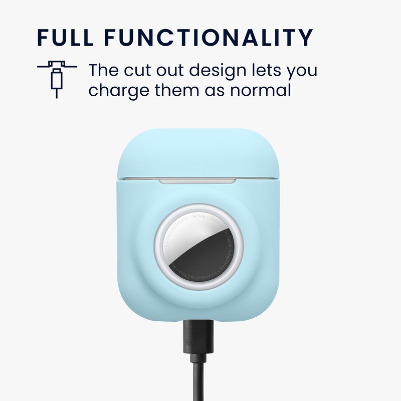 TV, Audio-Video si Foto - Portabile audio - Casti audio - Husa casti Kwmobile pentru Apple AirPods 1, AirPods 2, incarcare wireless, Silicon, albastru deschis - Infinity.ro