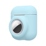 TV, Audio-Video si Foto - Portabile audio - Casti audio - Husa casti Kwmobile pentru Apple AirPods 1, AirPods 2, incarcare wireless, Silicon, albastru deschis - Infinity.ro