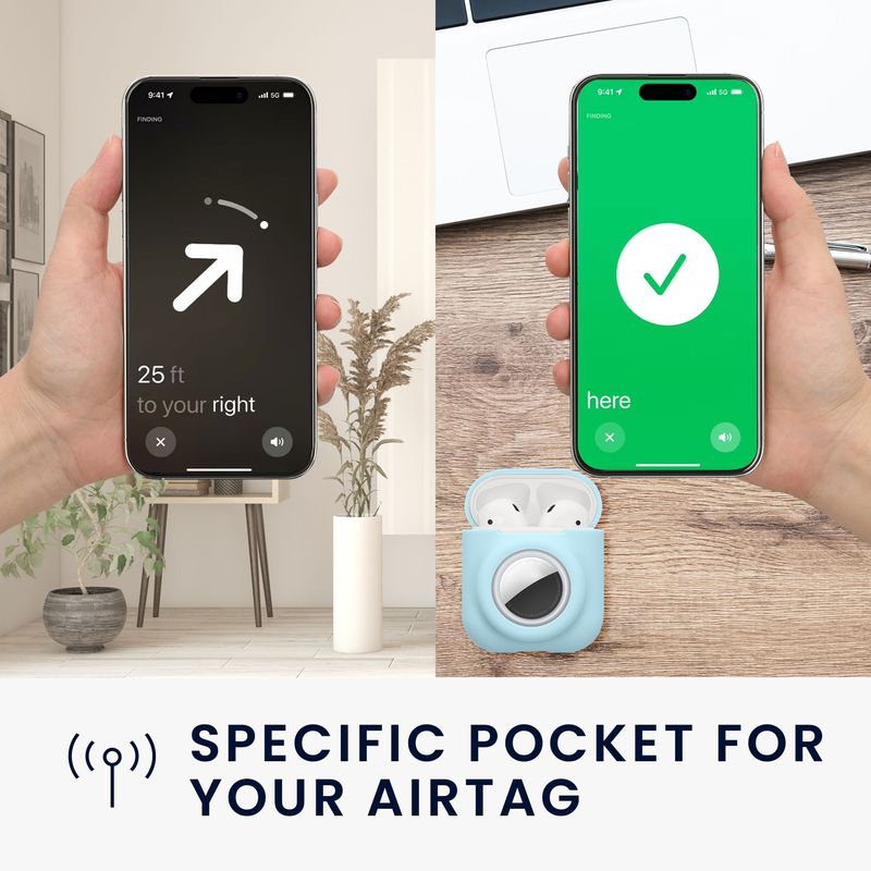 TV, Audio-Video si Foto - Portabile audio - Casti audio - Husa casti Kwmobile pentru Apple AirPods 1, AirPods 2, incarcare wireless, Silicon, albastru deschis - Infinity.ro