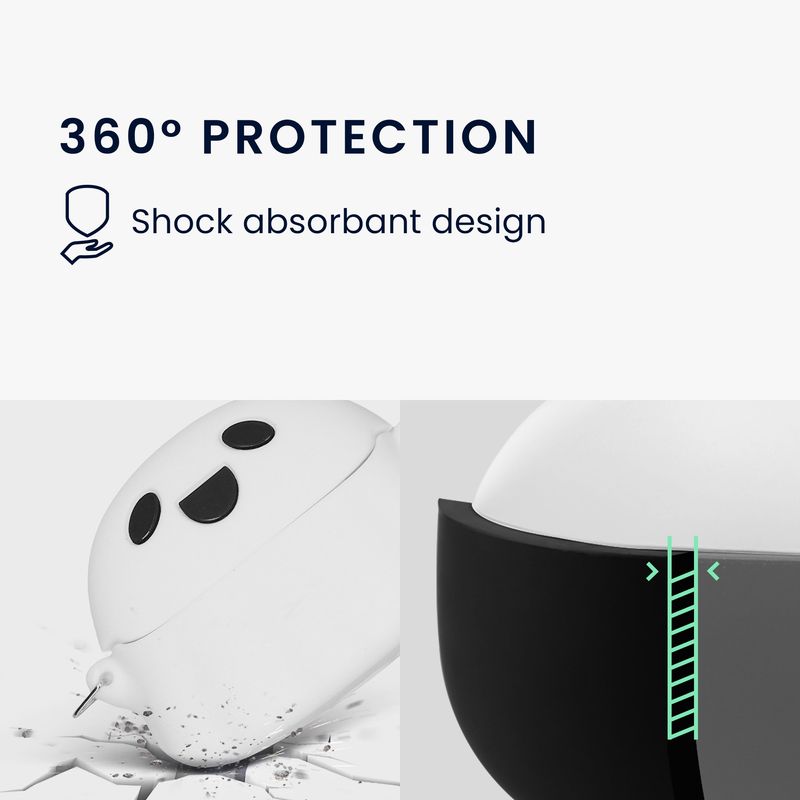 TV, Audio-Video si Foto - Portabile audio - Casti audio - Husa casti Kwmobile pentru Xiaomi Redmi Buds 6 Pro, protectie la zgarieturi, Silicon, alb, negru - Infinity.ro