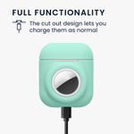 TV, Audio-Video si Foto - Portabile audio - Casti audio - Husa casti Kwmobile pentru Apple AirPods 1, AirPods 2, incarcare wireless, Silicon, verde - Infinity.ro