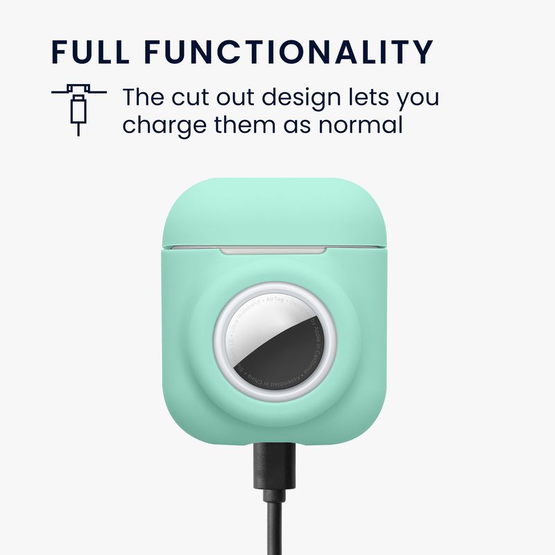 TV, Audio-Video si Foto - Portabile audio - Casti audio - Husa casti Kwmobile pentru Apple AirPods 1, AirPods 2, incarcare wireless, Silicon, verde - Infinity.ro