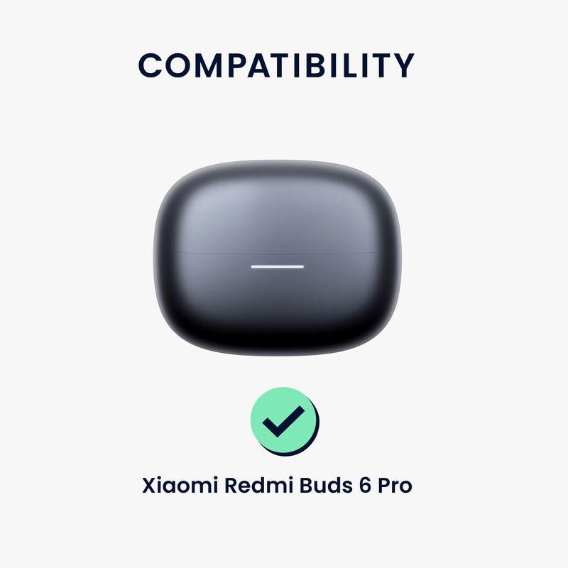 TV, Audio-Video si Foto - Portabile audio - Casti audio - Husa casti Kwmobile pentru Xiaomi Redmi Buds 6 Pro, protectie la zgarieturi, Silicon, alb, negru - Infinity.ro