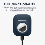 TV, Audio-Video si Foto - Portabile audio - Casti audio - Husa casti Kwmobile pentru Apple AirPods 1, AirPods 2, incarcare wireless, prindere cu carabina, Silicon, albastru - Infinity.ro