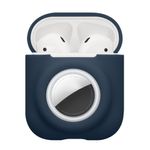 TV, Audio-Video si Foto - Portabile audio - Casti audio - Husa casti Kwmobile pentru Apple AirPods 1, AirPods 2, incarcare wireless, prindere cu carabina, Silicon, albastru - Infinity.ro