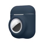 TV, Audio-Video si Foto - Portabile audio - Casti audio - Husa casti Kwmobile pentru Apple AirPods 1, AirPods 2, incarcare wireless, prindere cu carabina, Silicon, albastru - Infinity.ro