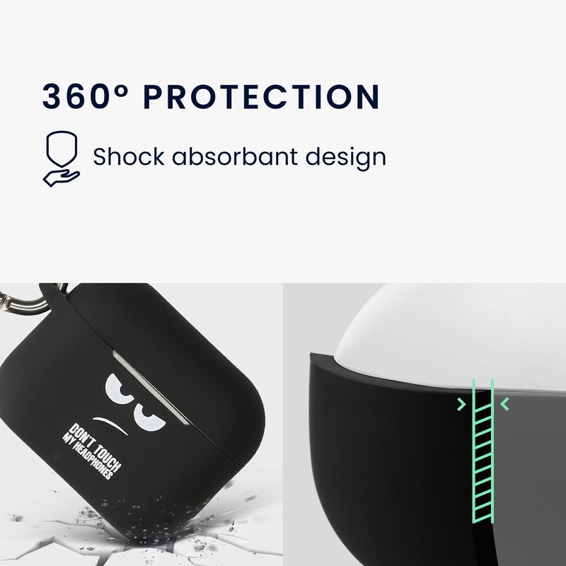 TV, Audio-Video si Foto - Portabile audio - Casti audio - Husa casti Kwmobile pentru Apple AirPods Pro 3, protectie la zgarieturi, Silicon, alb, negru - Infinity.ro