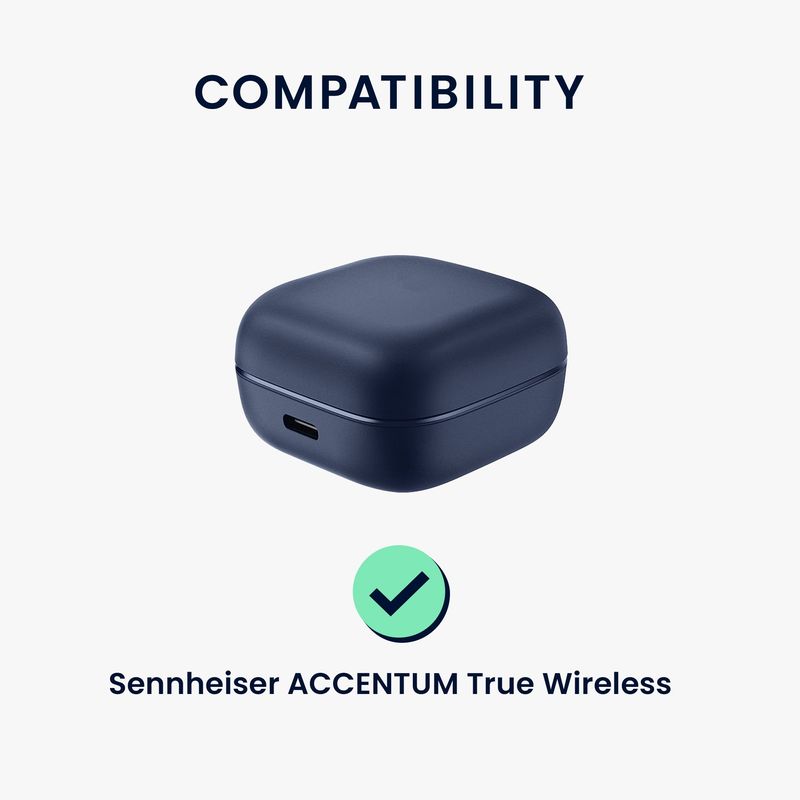 TV, Audio-Video si Foto - Portabile audio - Casti audio - Husa casti Kwmobile pentru Sennheiser ACCENTUM True Wireless, prindere cu carabina, antizgarieturi, Silicon, alb, negru - Infinity.ro