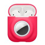 TV, Audio-Video si Foto - Portabile audio - Casti audio - Husa casti Kwmobile pentru Apple AirPods 1, AirPods 2, incarcare wireless, Silicon, roz neon - Infinity.ro