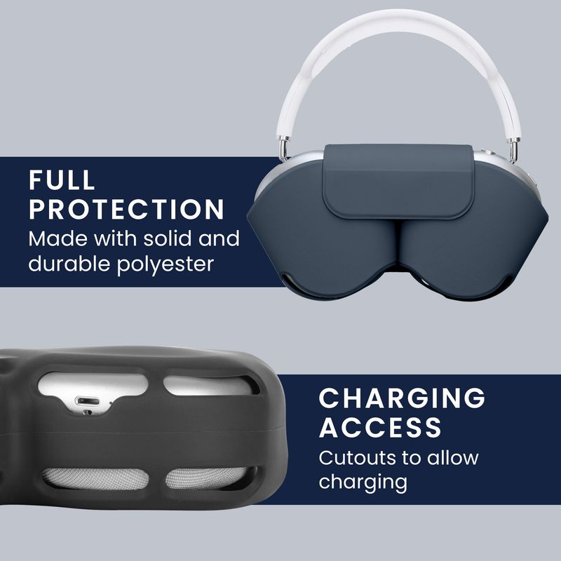 TV, Audio-Video si Foto - Portabile audio - Casti audio - Husa casti Kwmobile pentru Apple AirPods Max, AirPods Max 2, fixare magnetica, Poliester, albastru - Infinity.ro