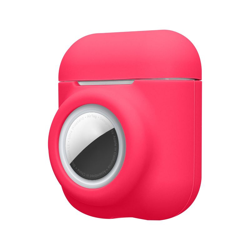 TV, Audio-Video si Foto - Portabile audio - Casti audio - Husa casti Kwmobile pentru Apple AirPods 1, AirPods 2, incarcare wireless, Silicon, roz neon - Infinity.ro