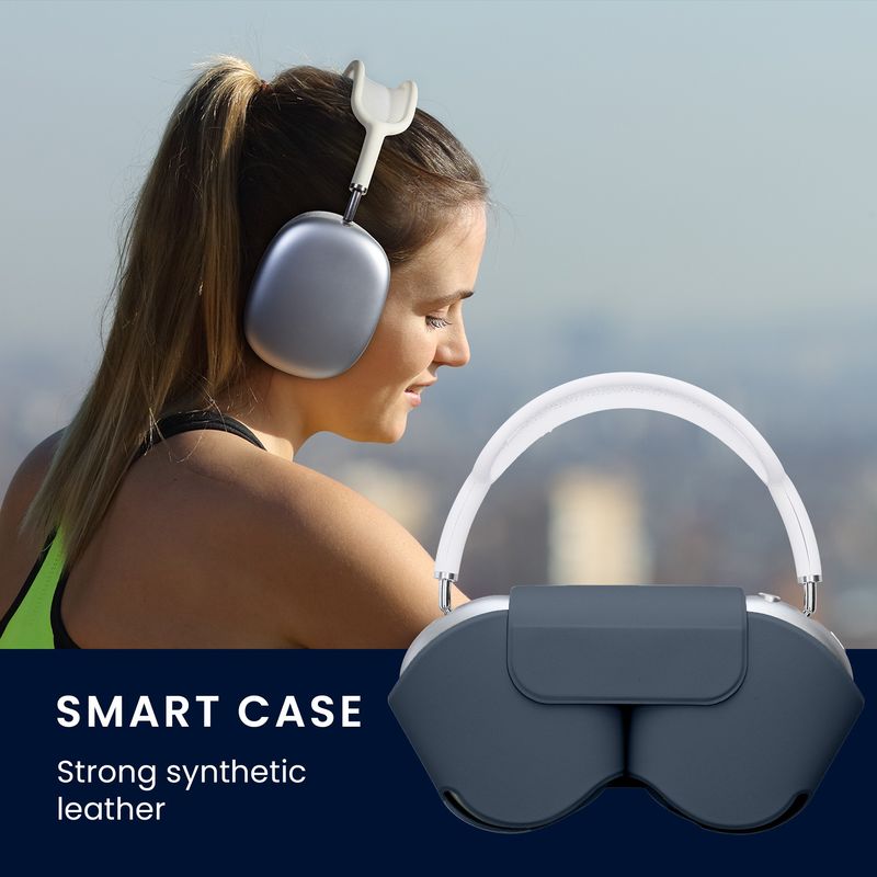 TV, Audio-Video si Foto - Portabile audio - Casti audio - Husa casti Kwmobile pentru Apple AirPods Max, AirPods Max 2, fixare magnetica, Poliester, albastru - Infinity.ro