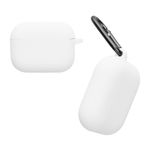 TV, Audio-Video si Foto - Portabile audio - Casti audio - Husa casti Kwmobile pentru Apple AirPods Pro 3, prindere cu carabina, protectie la zgarieturi, Silicon, alb - Infinity.ro