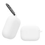 TV, Audio-Video si Foto - Portabile audio - Casti audio - Husa casti Kwmobile pentru Apple AirPods Pro 3, prindere cu carabina, protectie la zgarieturi, Silicon, alb - Infinity.ro