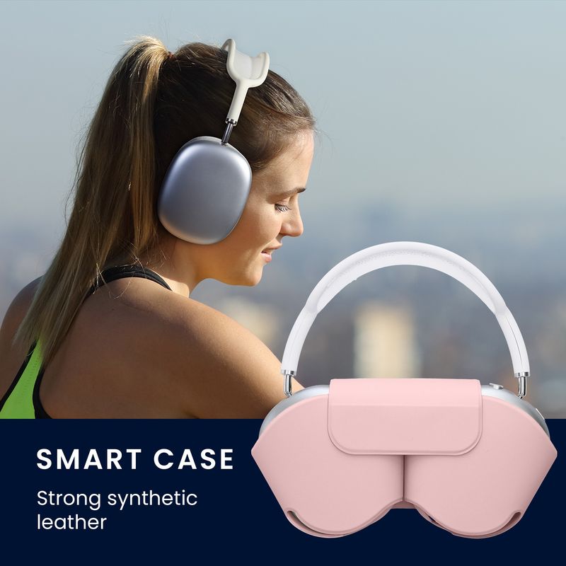 TV, Audio-Video si Foto - Portabile audio - Casti audio - Husa casti Kwmobile pentru Apple AirPods Max, AirPods Max 2, fixare magnetica, Poliester, roz - Infinity.ro