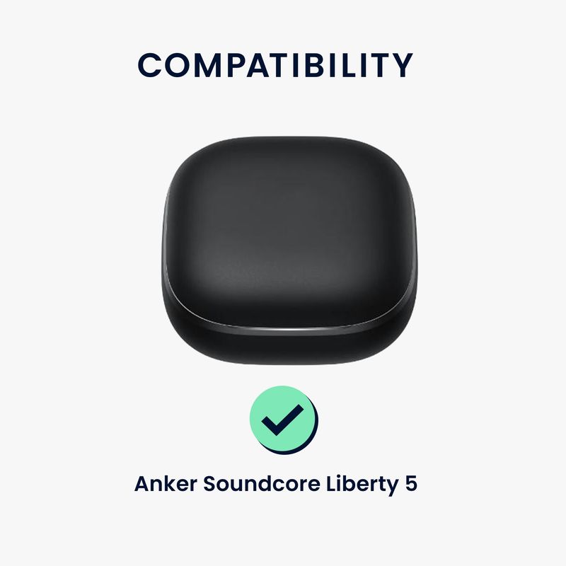 TV, Audio-Video si Foto - Portabile audio - Casti audio - Husa casti Kwmobile pentru Anker Soundcore Liberty 5, protectie la zgarieturi, Silicon, alb, negru - Infinity.ro