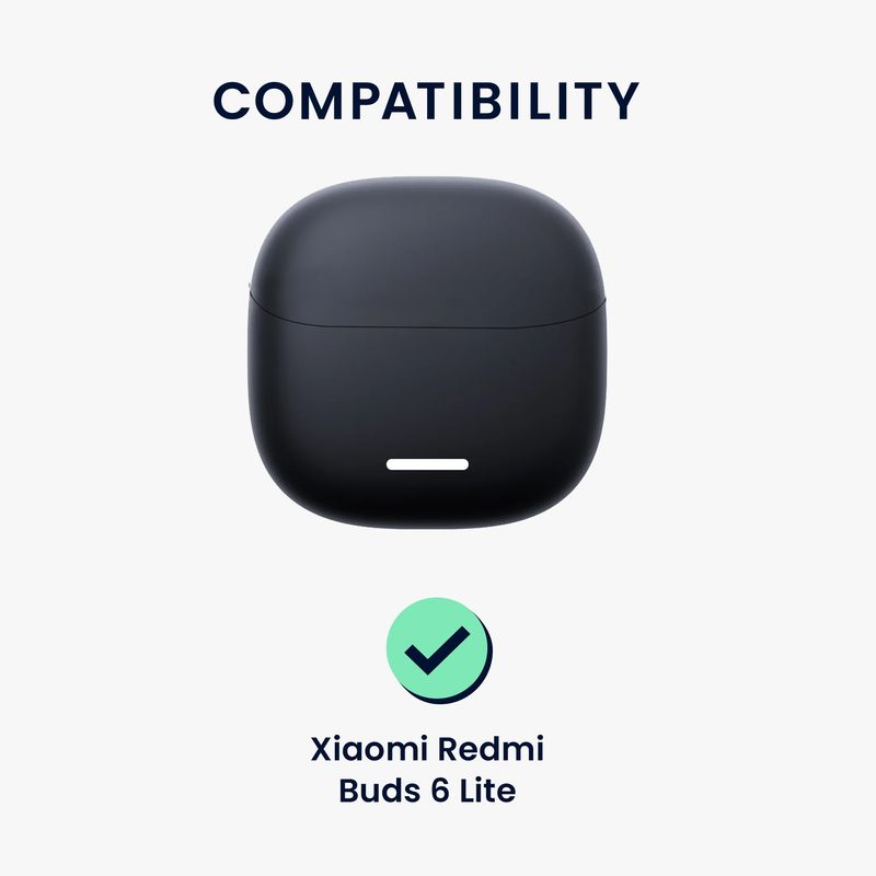 TV, Audio-Video si Foto - Portabile audio - Casti audio - Husa casti Kwmobile pentru Xiaomi Redmi Buds 6 Lite, protectie la zgarieturi, Silicon, alb, negru - Infinity.ro